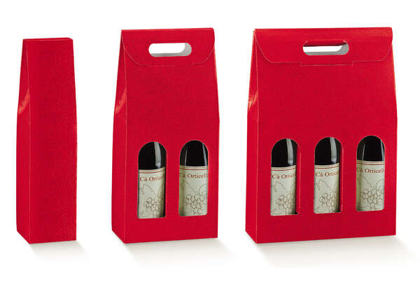 Imagen del producto Estuche cartón roja 1,2,3 botellas 0,75l