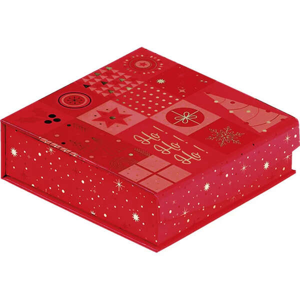 Imagen del producto Caja cuadrada de cartón con 3 filas de bombones, diseño 