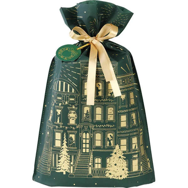 Imagen del producto Bolsa de Polipropileno No Tejido Verde/Oro – Ciudad en Fiesta