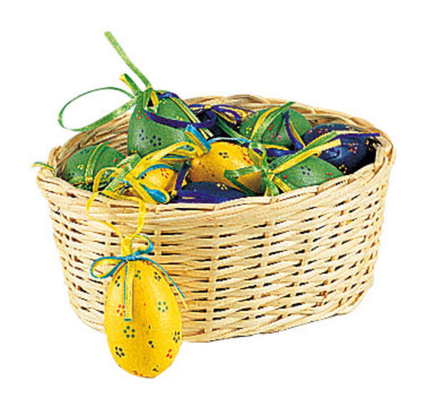 Imagen del producto Cesta de mimbre con 18 huevos