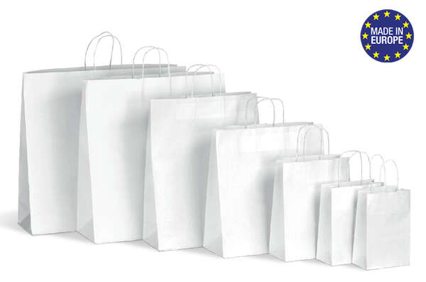 Imagen del producto Bolsa  papel kraft blanca con asas trenzadas