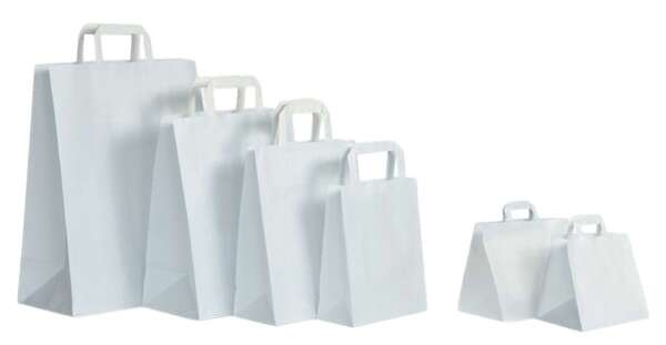 Imagen del producto Bolsa  papel kraft blanca con asas planas