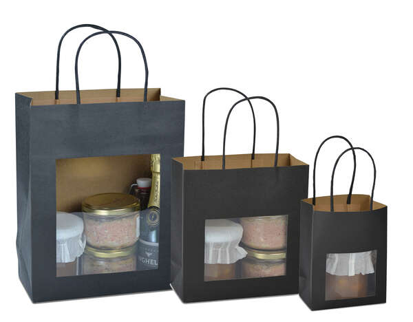 Imagen del producto Bolsas Papel kraft negro con ventana