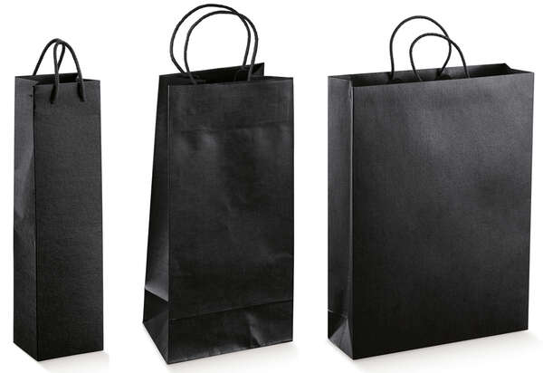 Imagen del producto Bolsas de kraft colección Seta Nero para 1, 2, 3 botellas