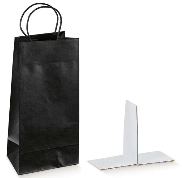 Imagen del producto Bolsas de kraft colección Seta Nero para 1, 2, 3 botellas