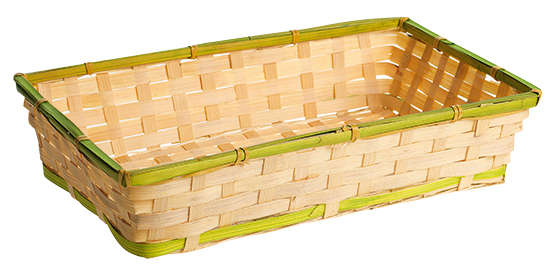 Cesta de bamb con borde verde : Cestas