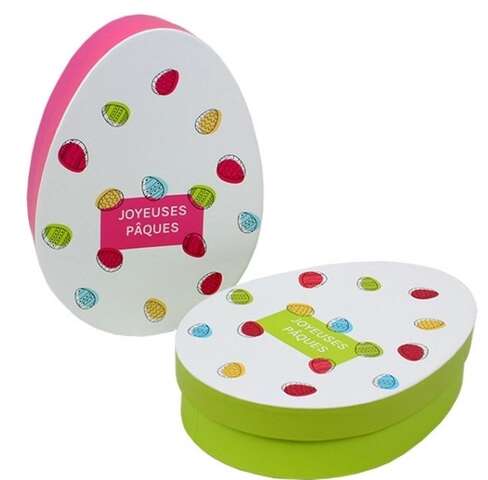 Caja de cartn en forma de huevo "Joyeuses Pques"  : Cajas