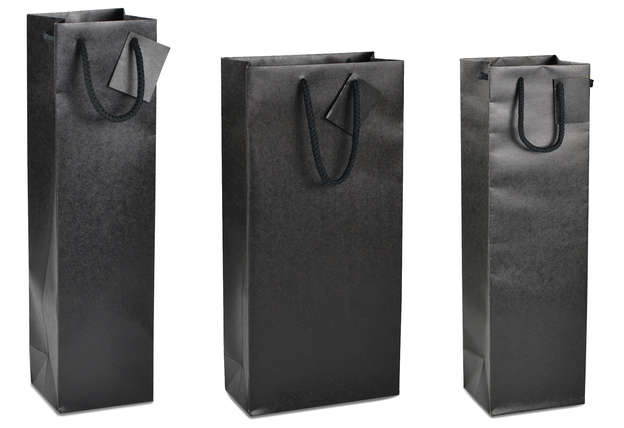 Bolsa de kraft negra mate para 1 y 2 botellas : Embalajes para botellas y productos gastronomicos